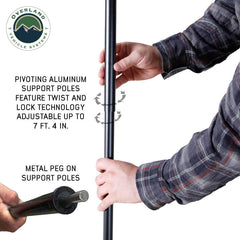 HD Nomadic 90 Degree Awning - Grey Body, Green Trim & Black Travel Cover Awning Pole