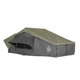 HD Nomadic 3 Person Extended Soft Shell Roof Top Tent, Grey Body & Green Rainfly 3 Quarter