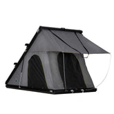 HD Mamba Clam Shell Aluminum Hard Shell Roof Top Tent, Grey Body & Green Trim 3/4