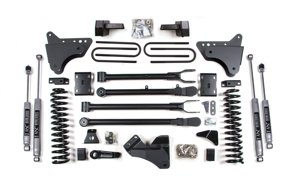 4 Inch Lift Kit w/ 4-Link | Ford F250/F350 Super Duty (11-16) 4WD | Gas - Leaf Springs / NX2 Nitro Series