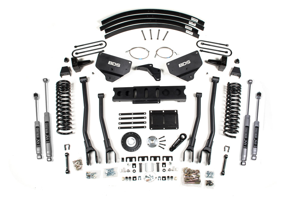8 Inch Lift Kit w/ 4-Link | Ram 3500 (13-18) 4WD | Diesel - 5 Inch Block Kit and Add-A-Leaf / 8 Bolt / FOX 2.0 Performance Series