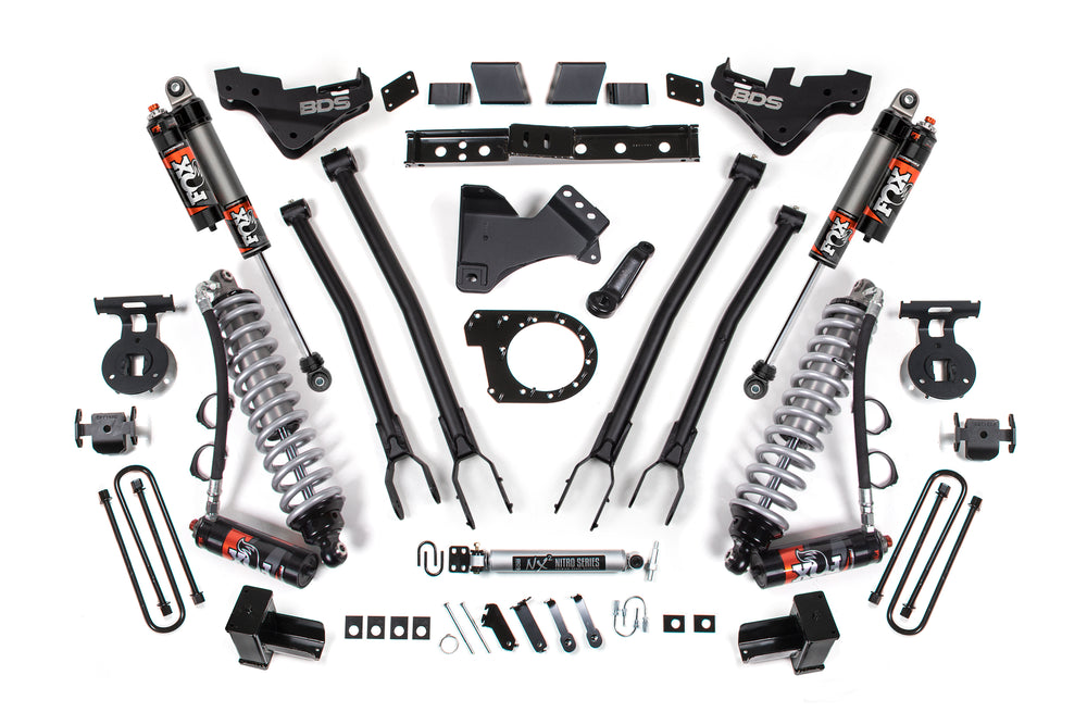 7 Inch Lift Kit w/ 4-Link | FOX 2.5 Performance Elite Coilover Conversion | Ford F250/F350 Super Duty (23-26) 4WD | Diesel - Leaf Springs