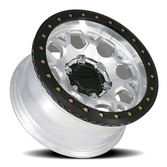 Reika R45 Marauder Beadlock wheel in Machined / Black E-Coated Ring – lay-down view