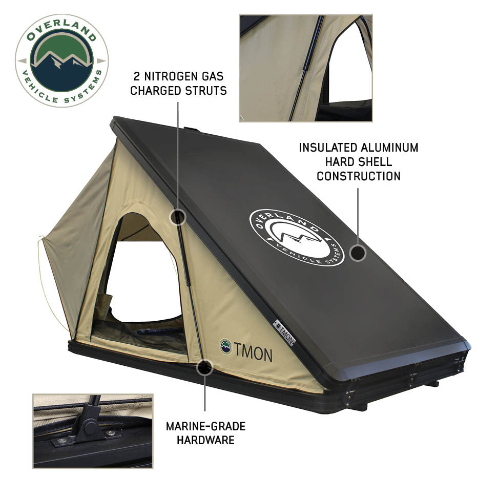 LD TMON Clamshell Aluminum Hard Shell Roof Top Tent Rear 3 Quarter
