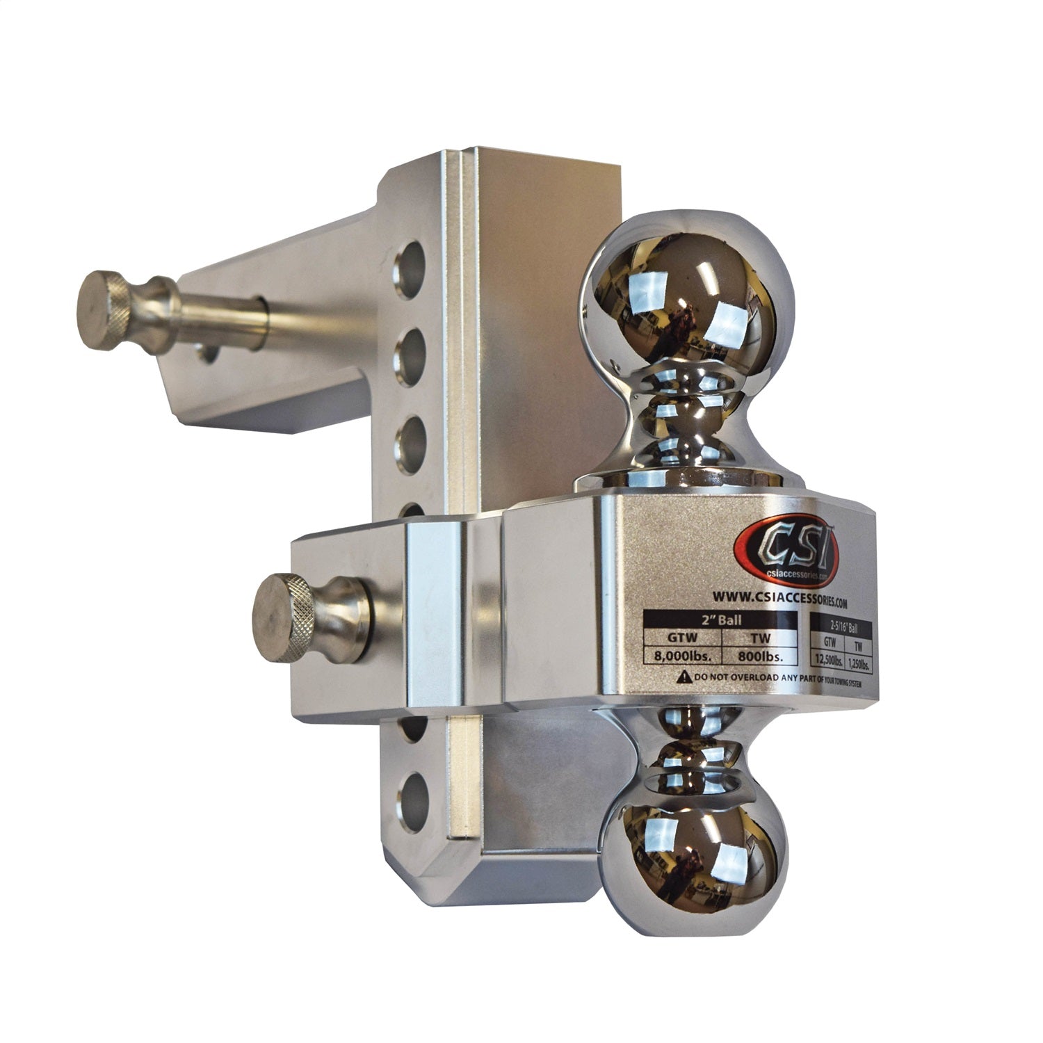 CSI 6 in. Adjustable Aluminum Ball Mount - 2 in. Shank