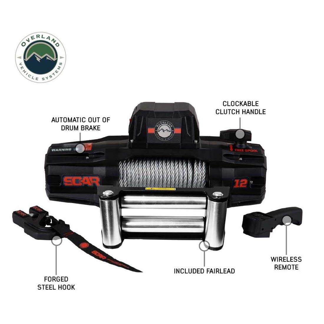 SCAR 12 - 12,000 lbs. Rated Steel Cable Winch