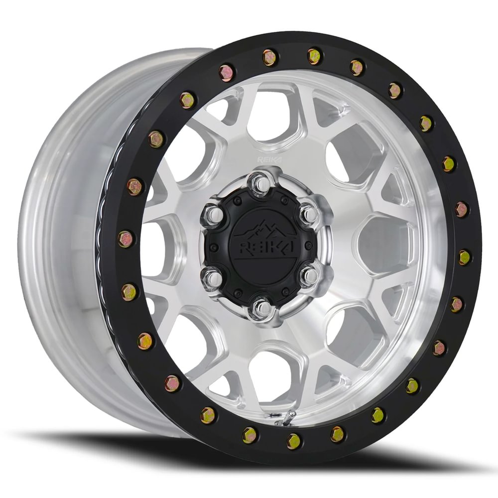 Reika R45 Marauder Beadlock wheel in Machined / Black E-Coated Ring