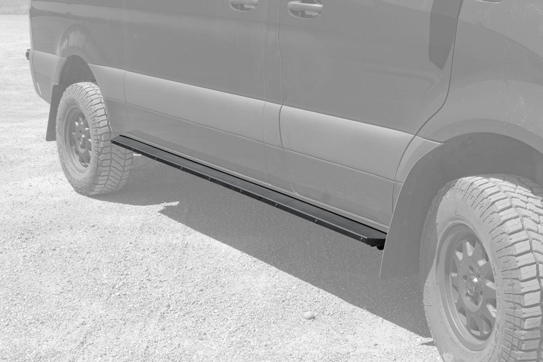 Van Compass Rocker Guards for Mercedes Sprinter AWD (2023–Up - 144" Wheelbase) – Heavy-Duty Side Protection & Step