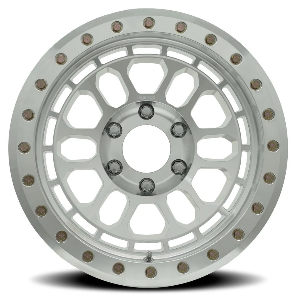 Reika R35 Rambler Beadlock wheel in Machined – face view
