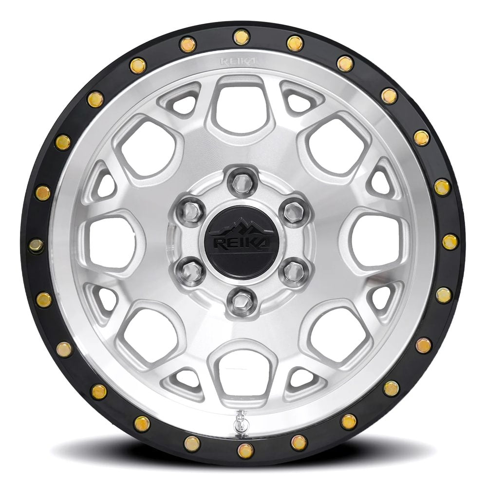 Reika R45 Marauder wheel in Machined / Gloss Black Ring – face view