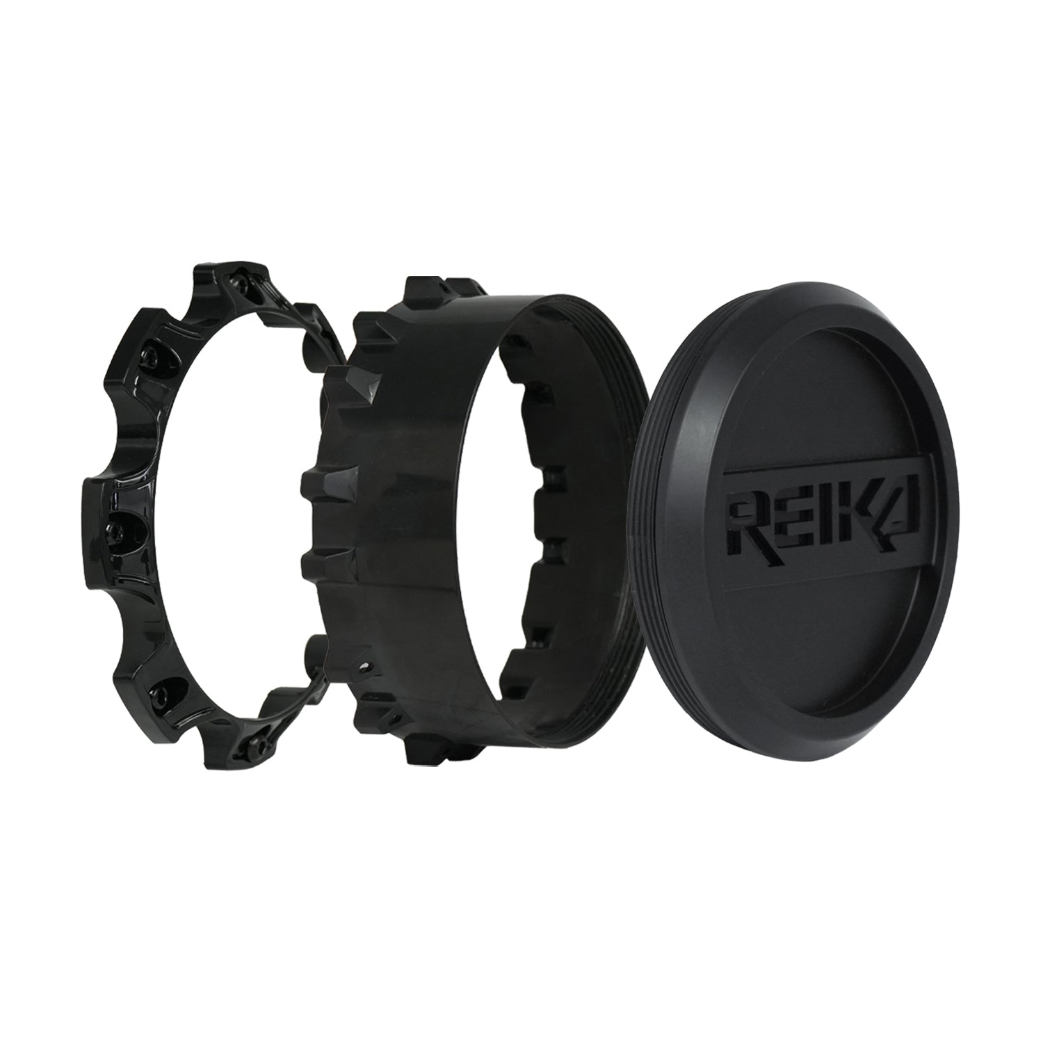 Reika R45 Marauder wheel in Satin Black – center cap detail