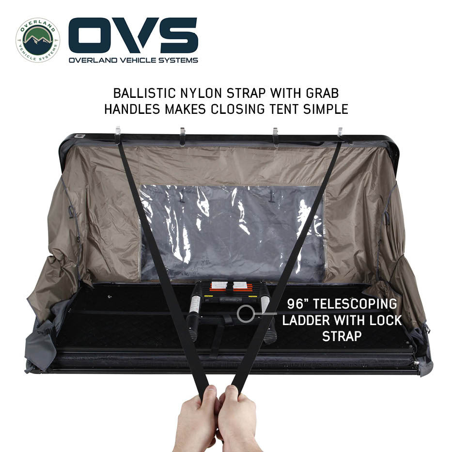 OVS HD Bushveld 4-Person Cantilever Hard Shell Roof Top Tent – Grey Body with Tan Rainfly