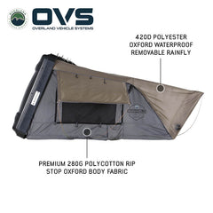 HD Bushveld 2 Person Cantilever Hard Shell Roof Top Tent Grey Body & Tan Rainfly Side