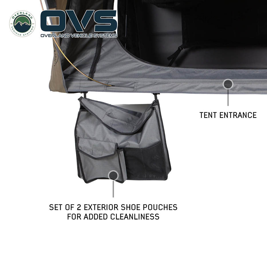 OVS HD Bushveld 4-Person Cantilever Hard Shell Roof Top Tent – Grey Body with Tan Rainfly
