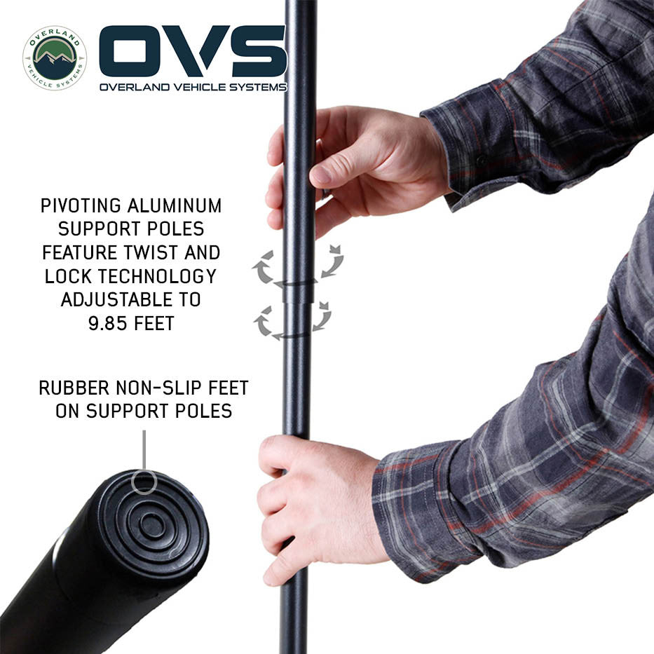 OVS HD Nomadic 270 Passenger Side Awning with Bracket Kit – Extended Poles for Mid & High Roof Vans