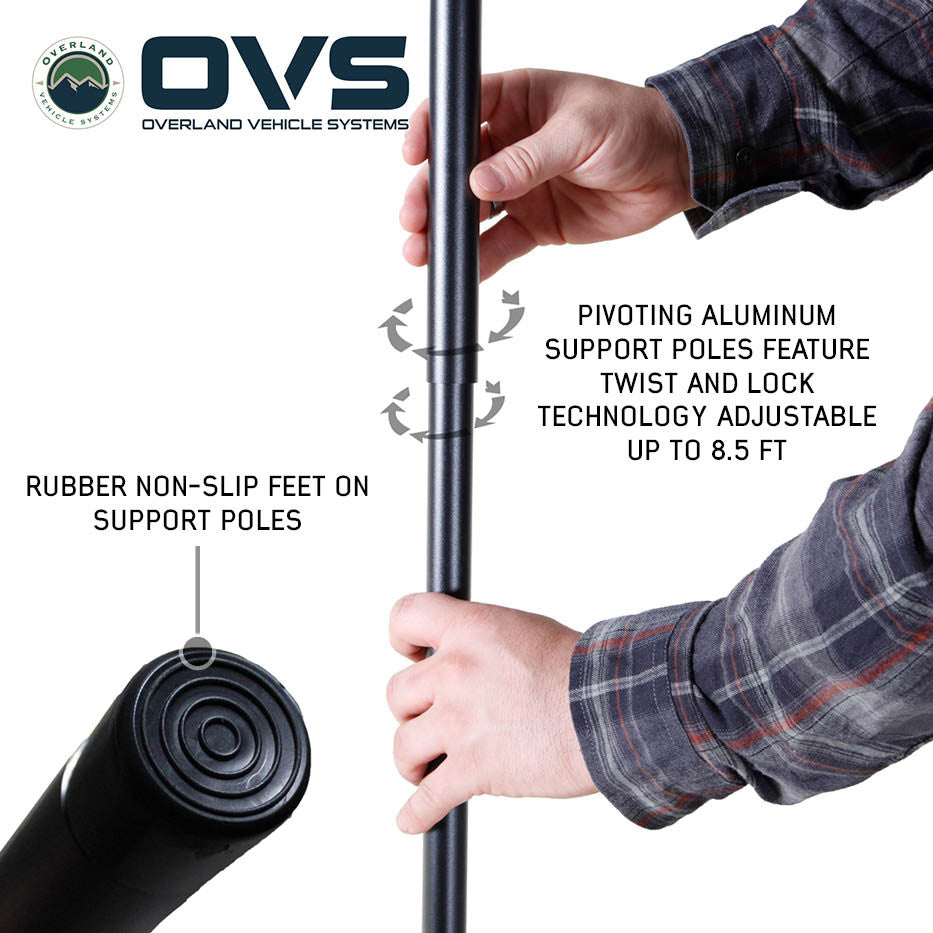 HD Nomadic 270 LTE Awning - Driver Side - Dark Gray with Black Travel Cover Universal Poles