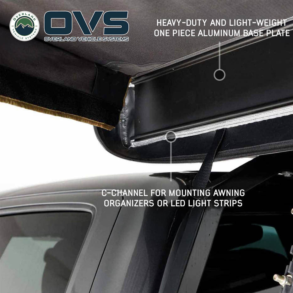HD Nomadic 270 LTE Awning - Driver Side - Dark Gray with Black Travel Cover Universal Base