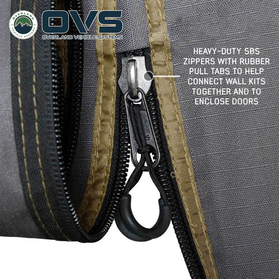 HD Nomadic 270 LTE Awning Walls - Dark Grey with Green Trim Zipper
