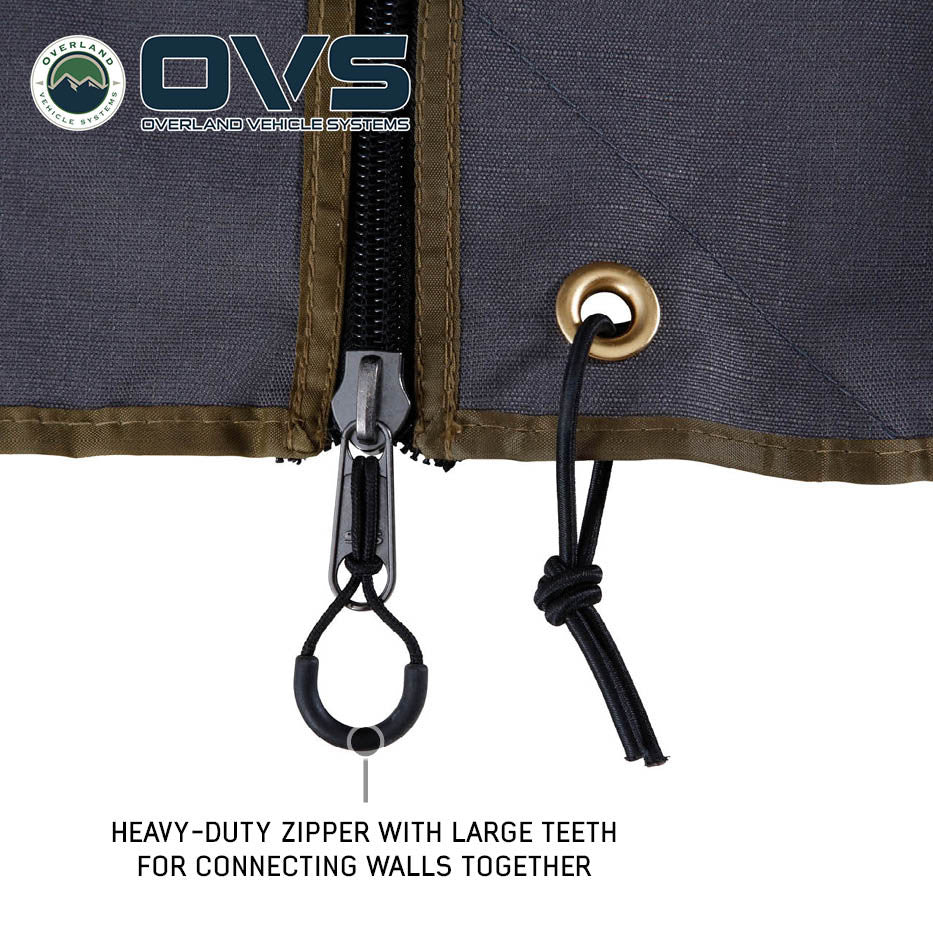 HD Nomadic 270 LTE Awning Walls - Dark Grey with Green Trim Zipper