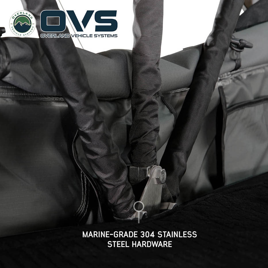 HD Nomadic 2 Person Extended Soft Shell Roof Top Tent, Grey Body & Green Rainfly Internal Hinge