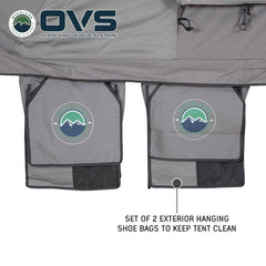 HD Nomadic 3 Person Extended Soft Shell Roof Top Tent, Grey Body & Green Rainfly Shoe Bags