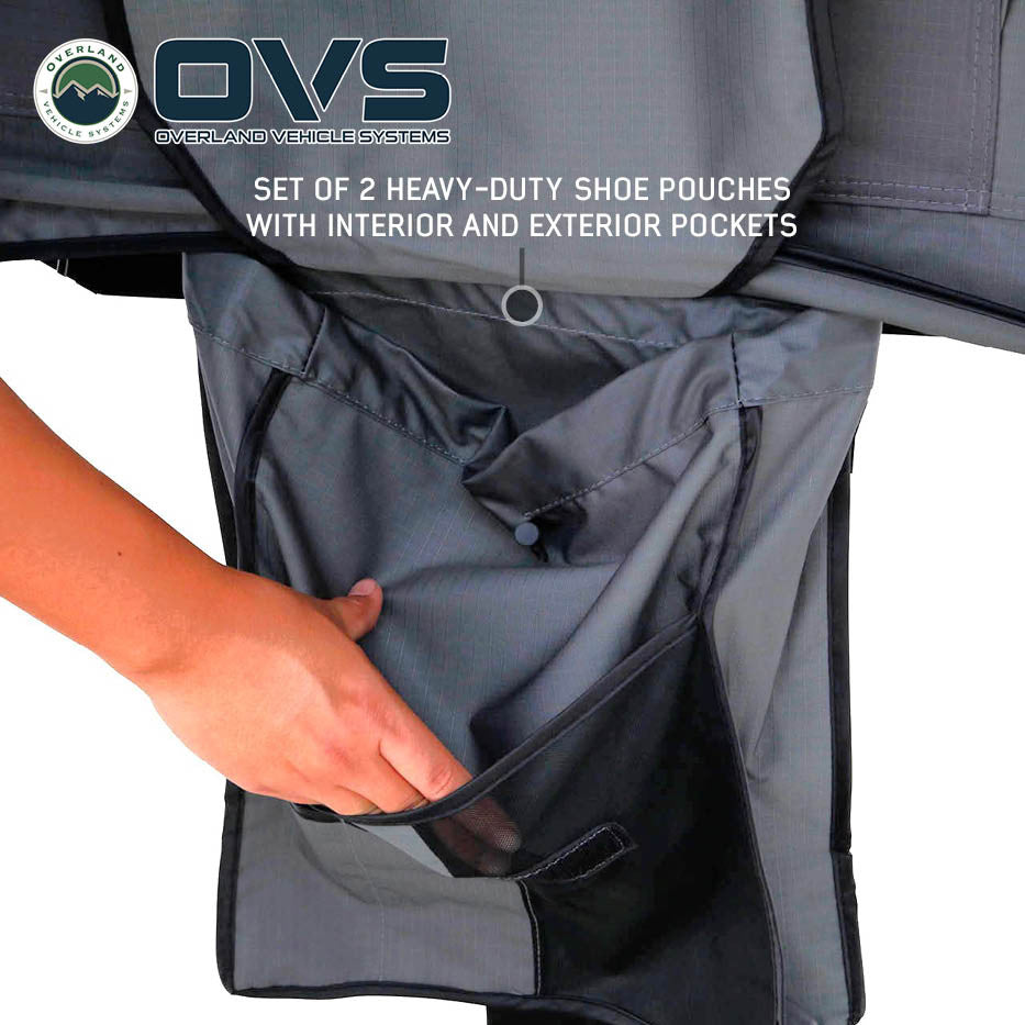 HD Nomadic 2 Person Standard Soft Shell Roof Top Tent, Grey Body & Green Rainfly Shoe Bag