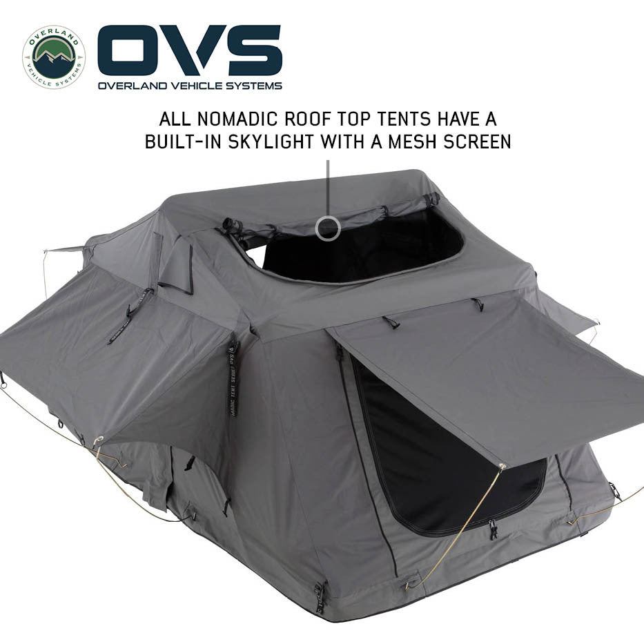 HD Nomadic 3 Person Standard Soft Shell Roof Top Tent, Grey Body & Green Rainfly Bare