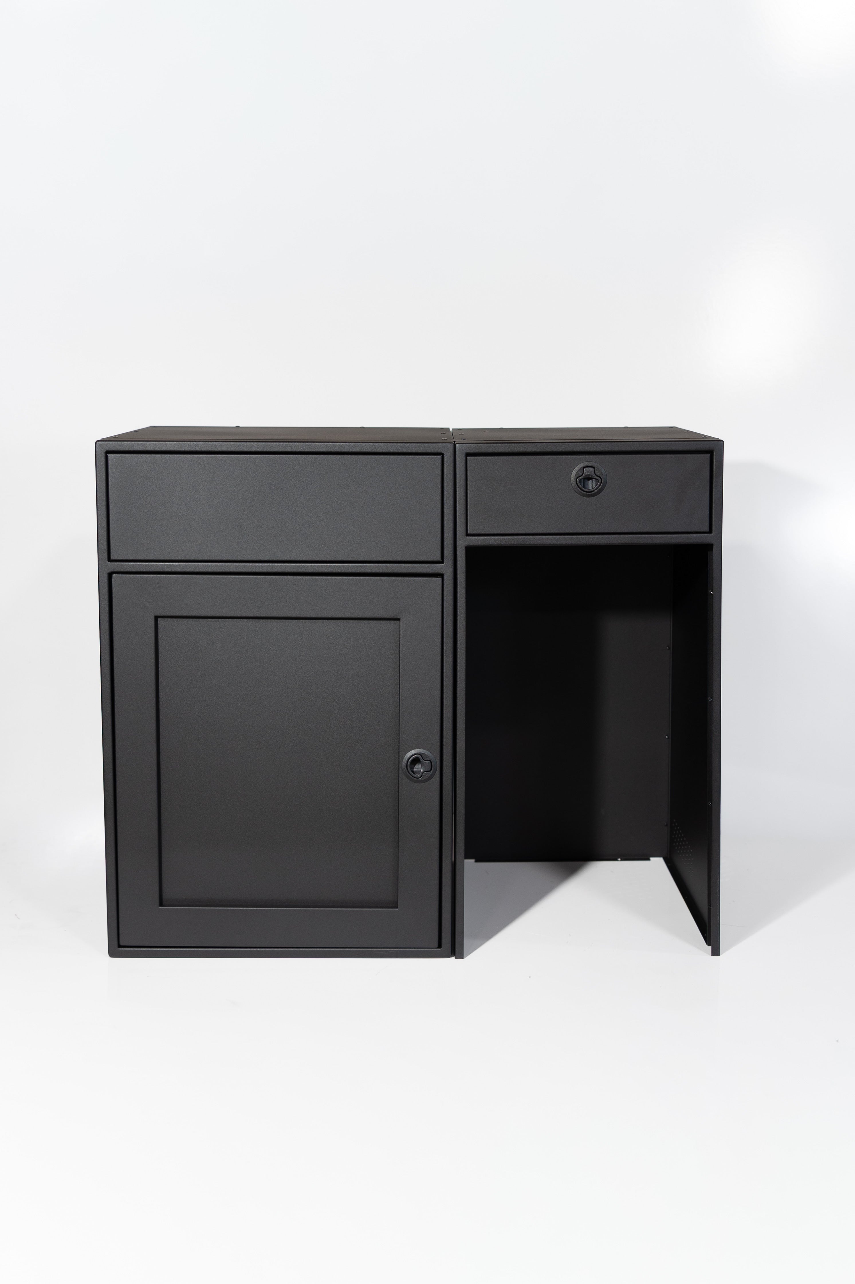 Van Wife Components 18" Fridge Base with Nova Kool R3100 – Powder Coated Aluminum Cabinet with Integrated Fridge
