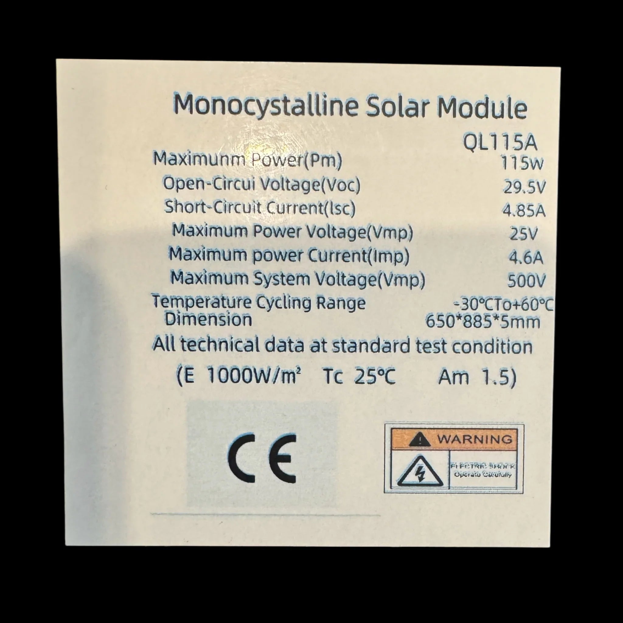 Van Wife Components 115W Semi-Rigid Walkable Solar Panel – High Efficiency Shingled Design (50" x 18")