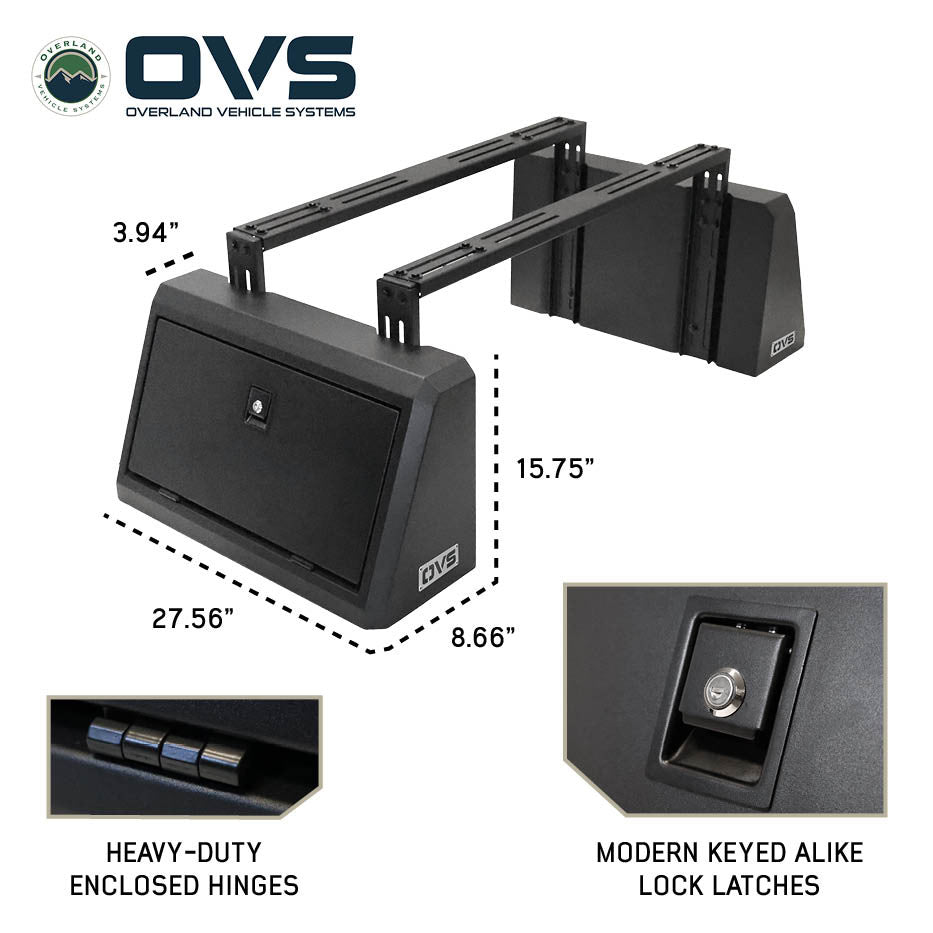 Pod Rack Universal Bed Storage System with Adjustable Crossbars and Lock Latches Dimensions