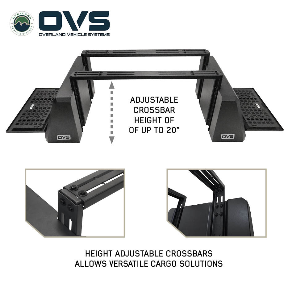 Pod Rack Universal Bed Storage System with Adjustable Crossbars and Lock Latches Adjustable Height