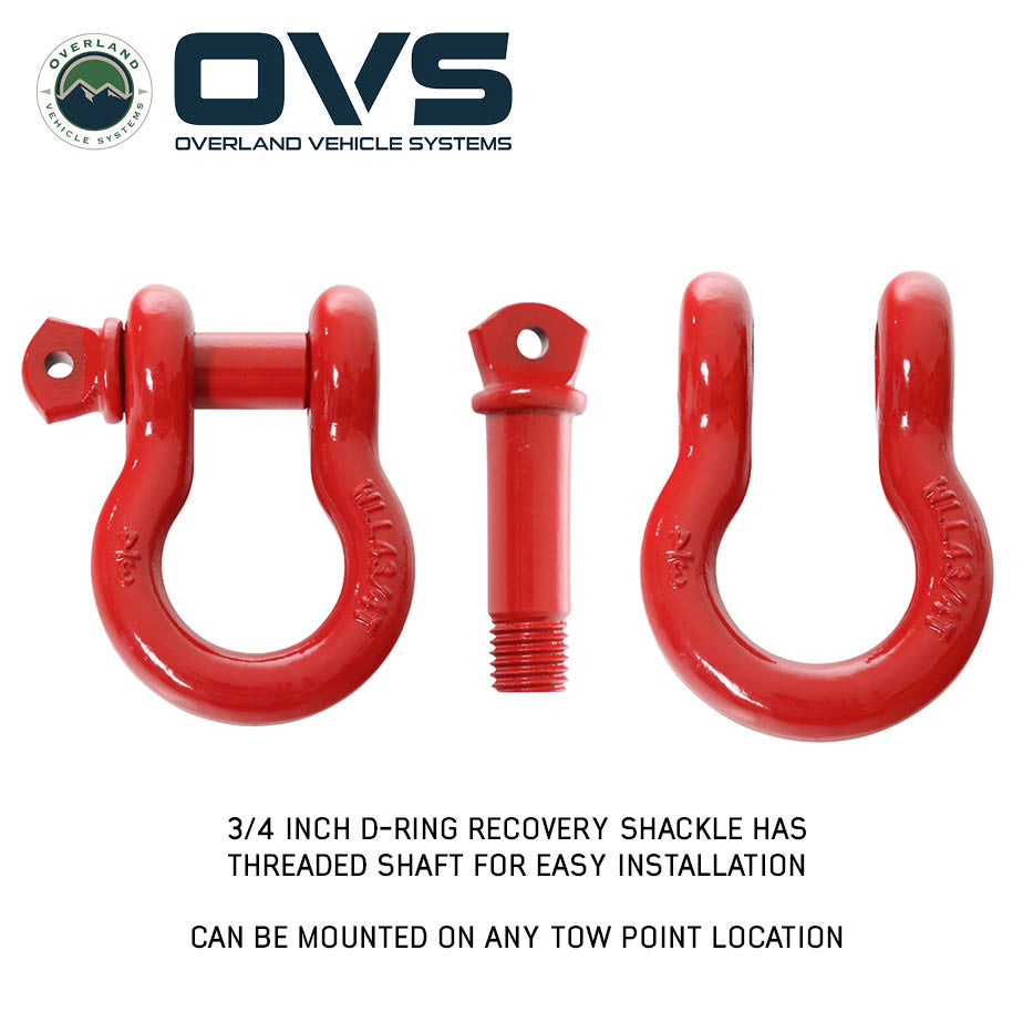Recovery Shackle D-Ring 3/4" - 4.75 Ton Rated - Sold in Pairs Parts