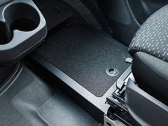 Sprinter Foot Rest with storage compartment installed in Sprinter camper van