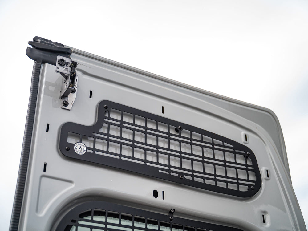 Upper panel of the Transit Rear Door Molle Panels shown on the driver's side rear door