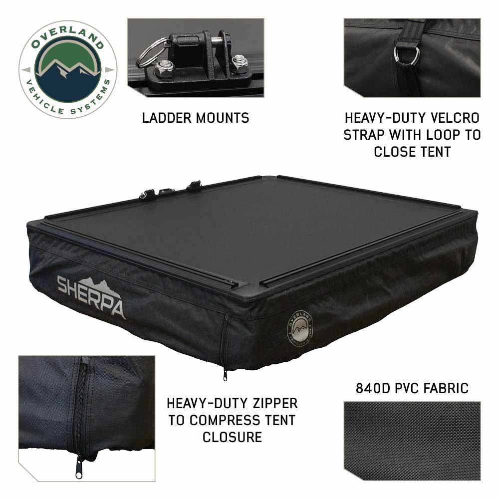 XD Sherpa Soft Shell Roof Top Tent - Grey Body & Black Rainfly Closed