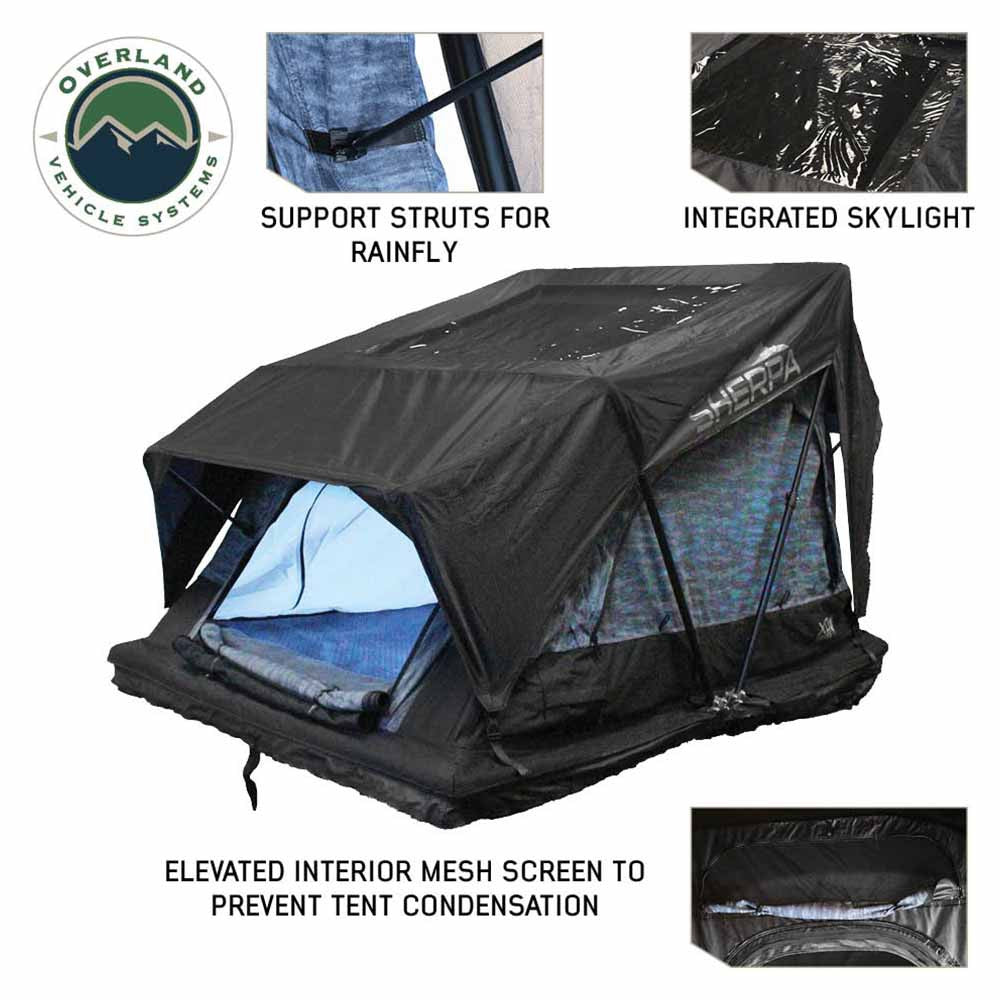 XD Sherpa Soft Shell Roof Top Tent - Grey Body & Black Rainfly Features