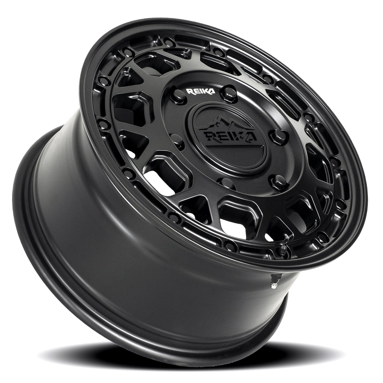 Reika R45V Marauder wheel in Satin Black – lay-down view