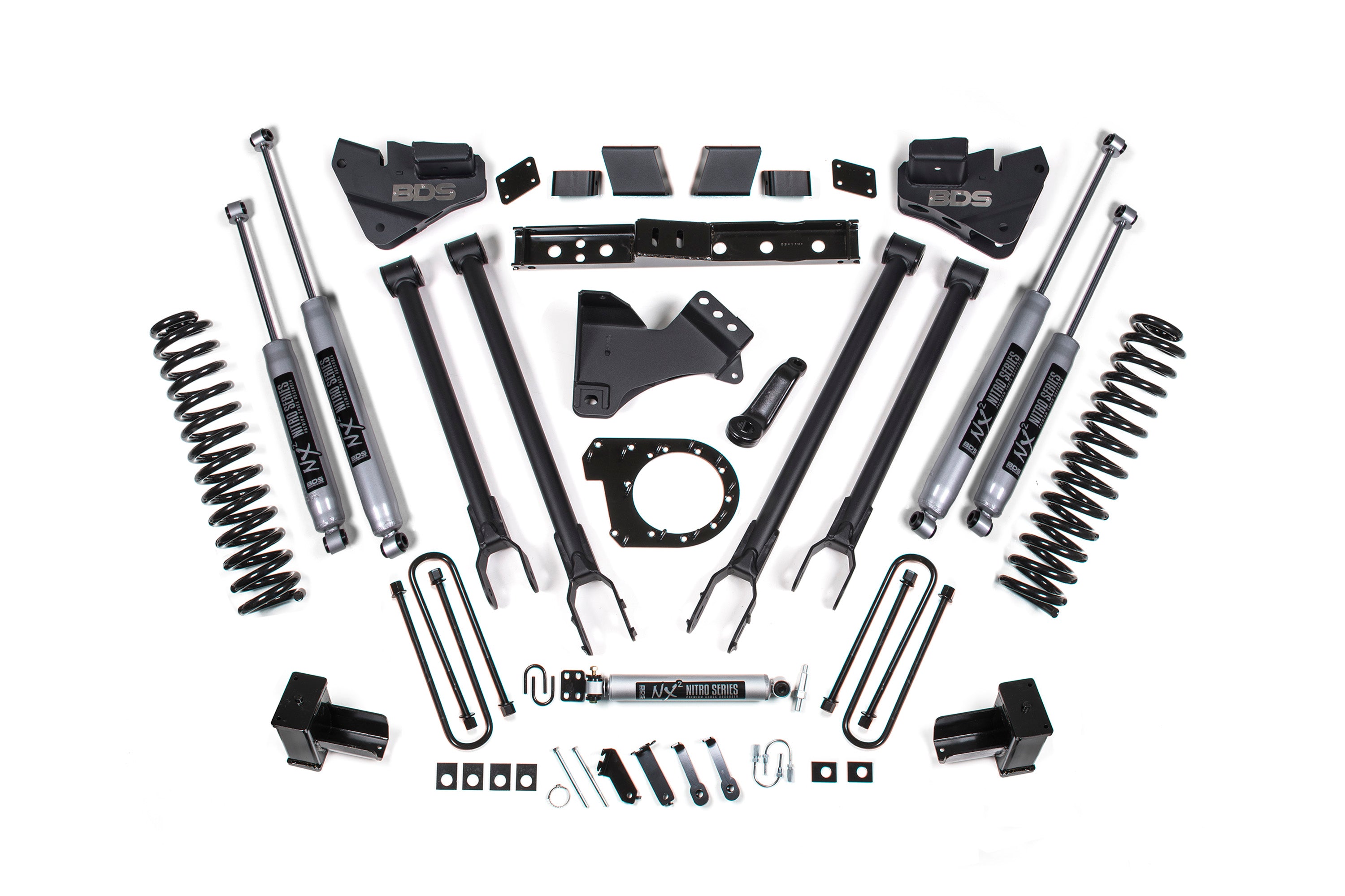 6 Inch Lift Kit | 4-Link Conversion | Ford F250/F350 Super Duty (17-19) 4WD | Diesel - 5 Inch Block with 3 Leaf Main / FOX 2.0 Performance Series