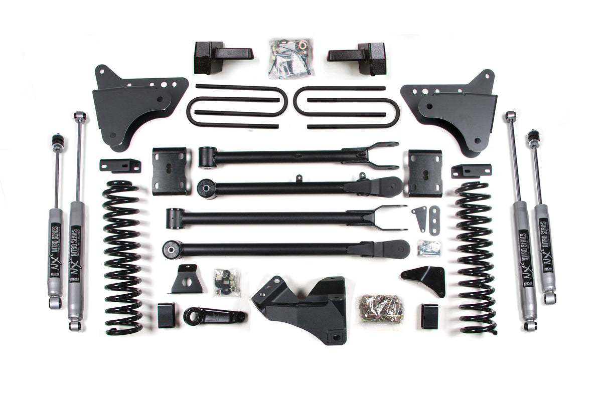 4 Inch Lift Kit w/ 4-Link | Ford F250/F350 Super Duty (11-16) 4WD | Gas - Leaf Springs / NX2 Nitro Series
