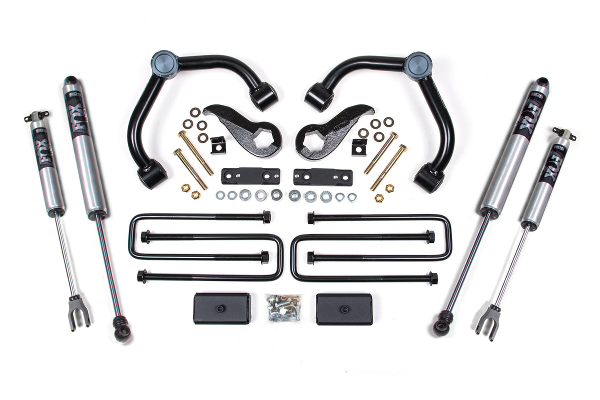 3 Inch Lift Kit | Chevy Silverados or GMC Sierra 2500HD/3500HD (20-26) - 2 Inch Block Kit With Overload / FOX 2.5 Performance Series HTO