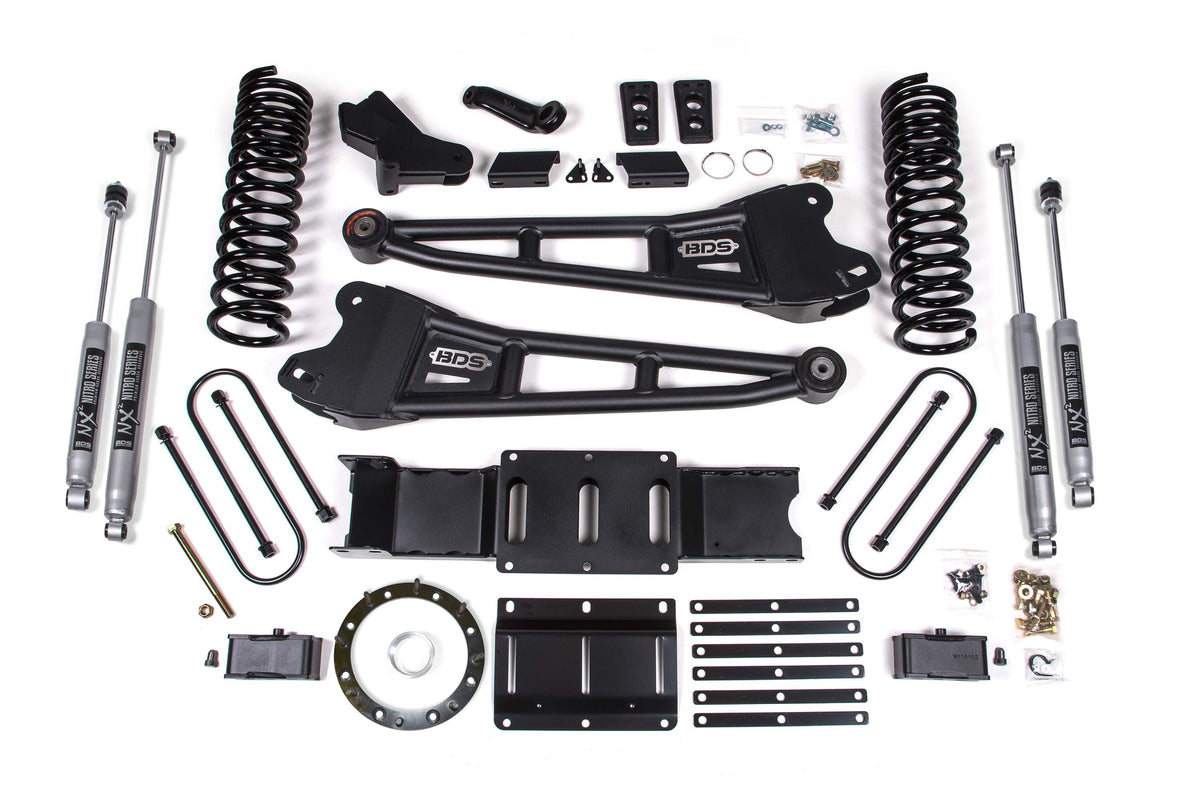 4 Inch Lift Kit w/ Radius Arm | 2 Inch Rear Block | Ram 3500 (19-24) 4WD | Diesel - Without Factory Rear Overload Leaf / 8 Bolt / FOX 2.0 Performance Series