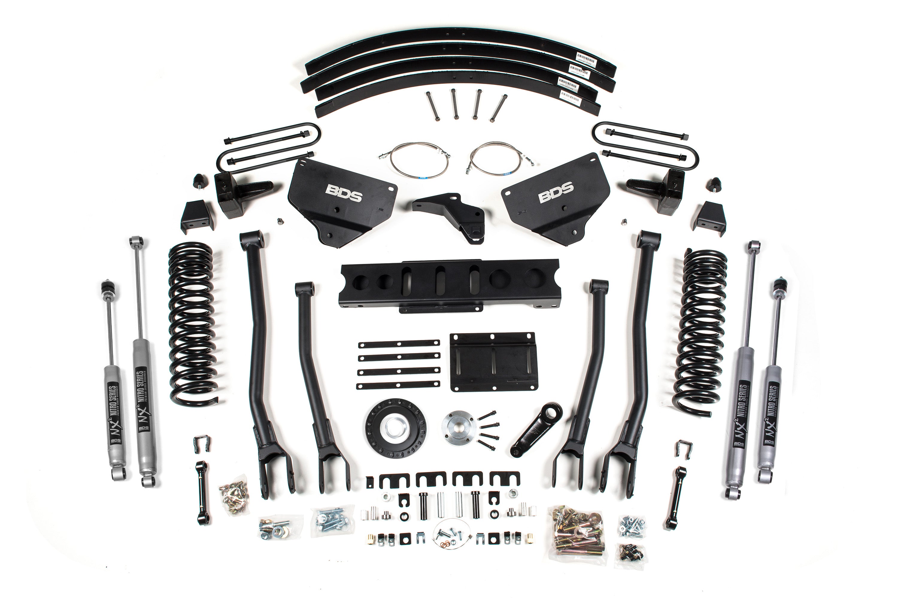 8 Inch Lift Kit w/ 4-Link | Ram 3500 (13-18) 4WD | Diesel - 5 Inch Block Kit and Add-A-Leaf / 6 Bolt / FOX 2.0 Performance Series
