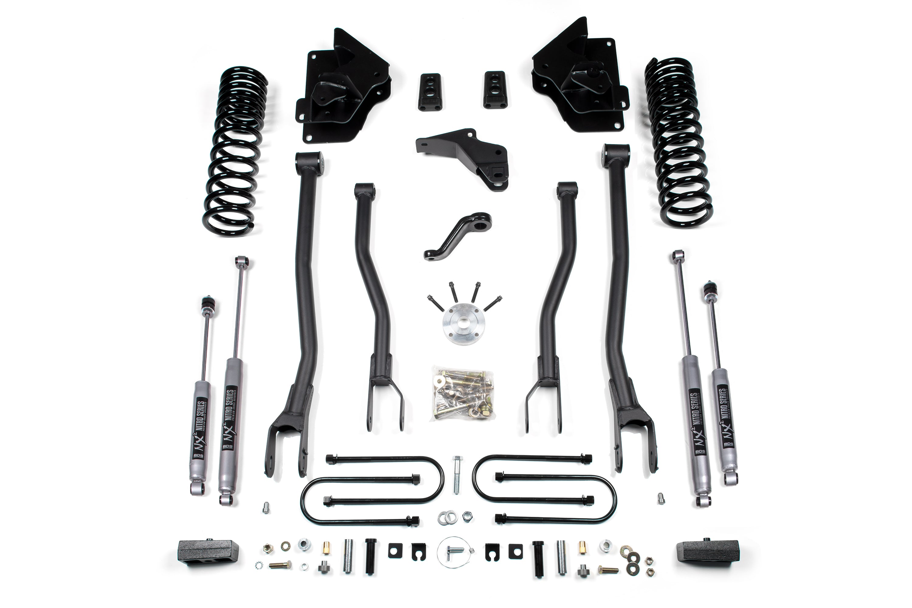 4 Inch Lift Kit w/ 4-Link | Ram 3500 (13-18) 4WD | Gas - 3 Inch Block Kit / FOX 2.0 Performance Series
