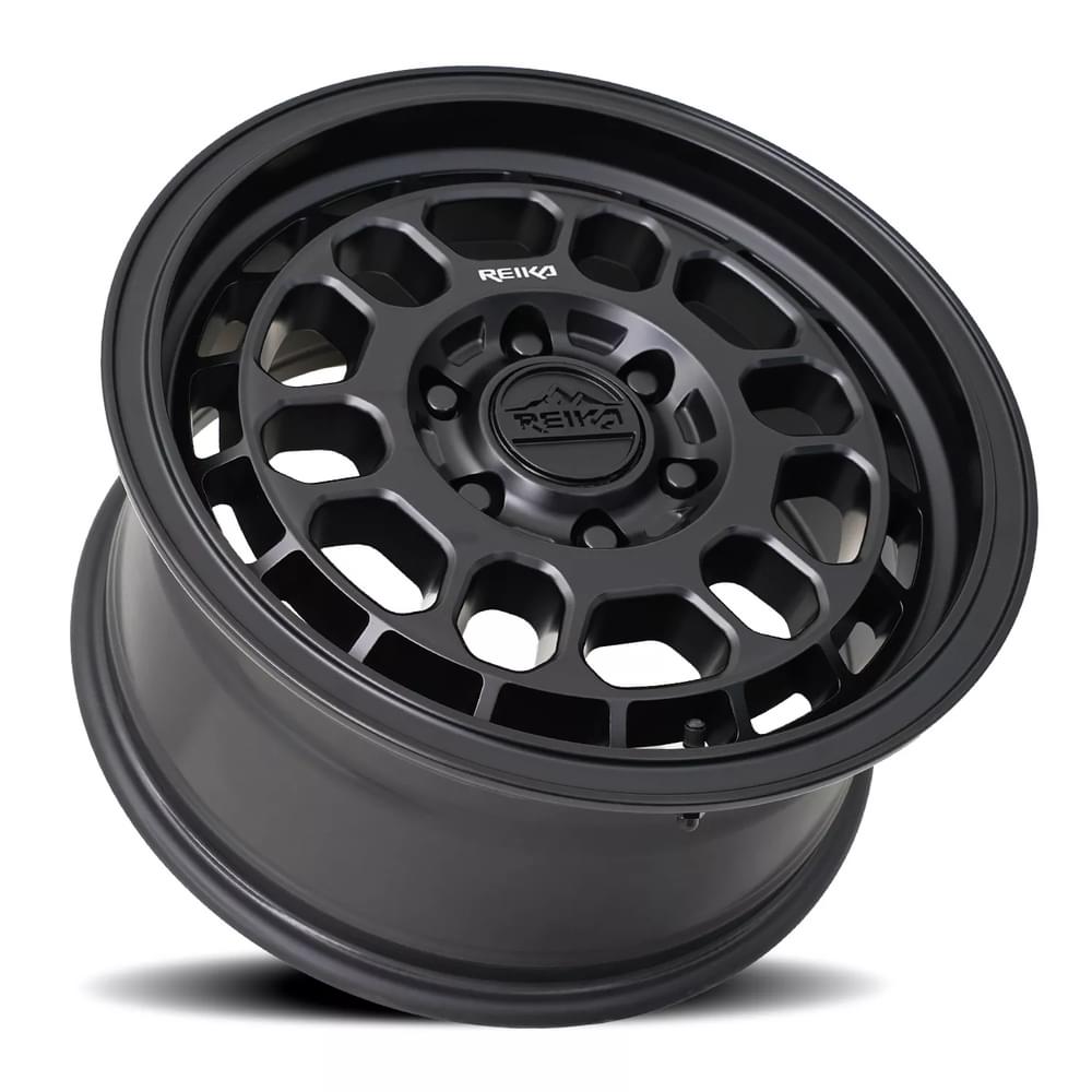 Reika R35V Rambler wheel in Satin Black – lay-down view